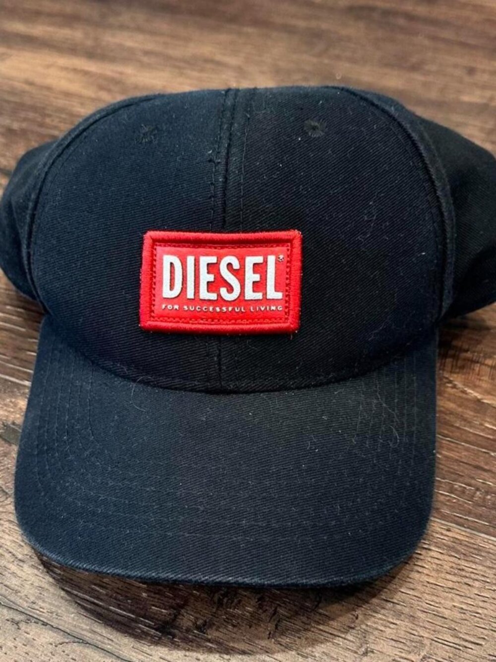 Diesel Black Cap Red Logo Trucker Hat Adjustable